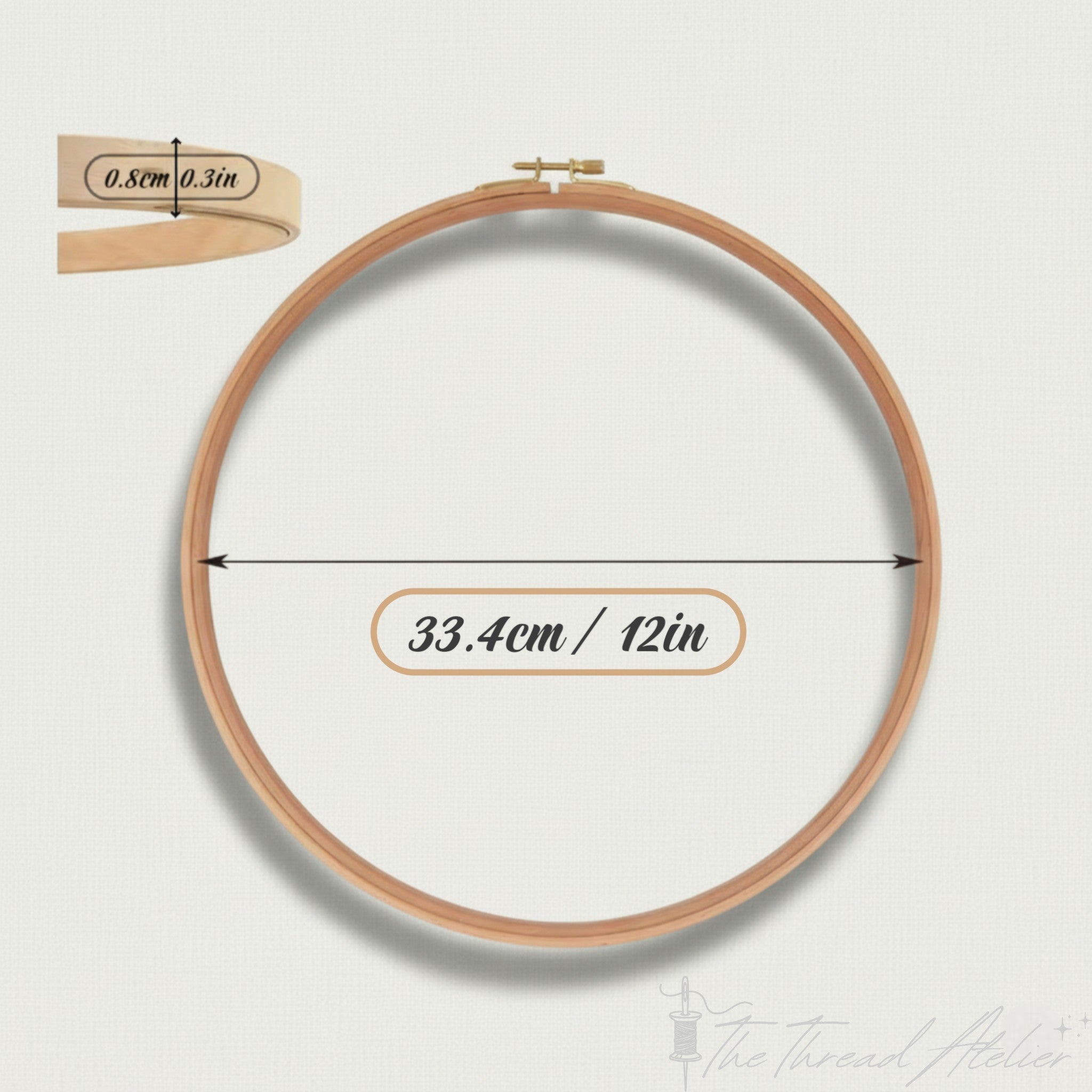Beech wood embroidery hoop in the 12 inch size