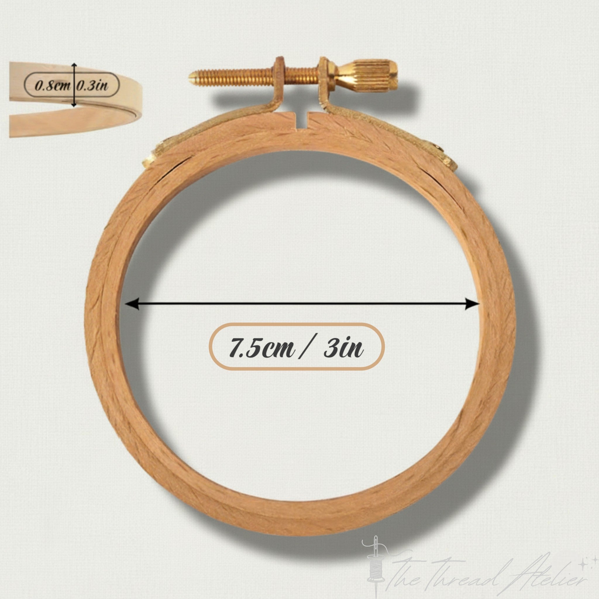 Beech wood embroidery hoop in the 3 inch size