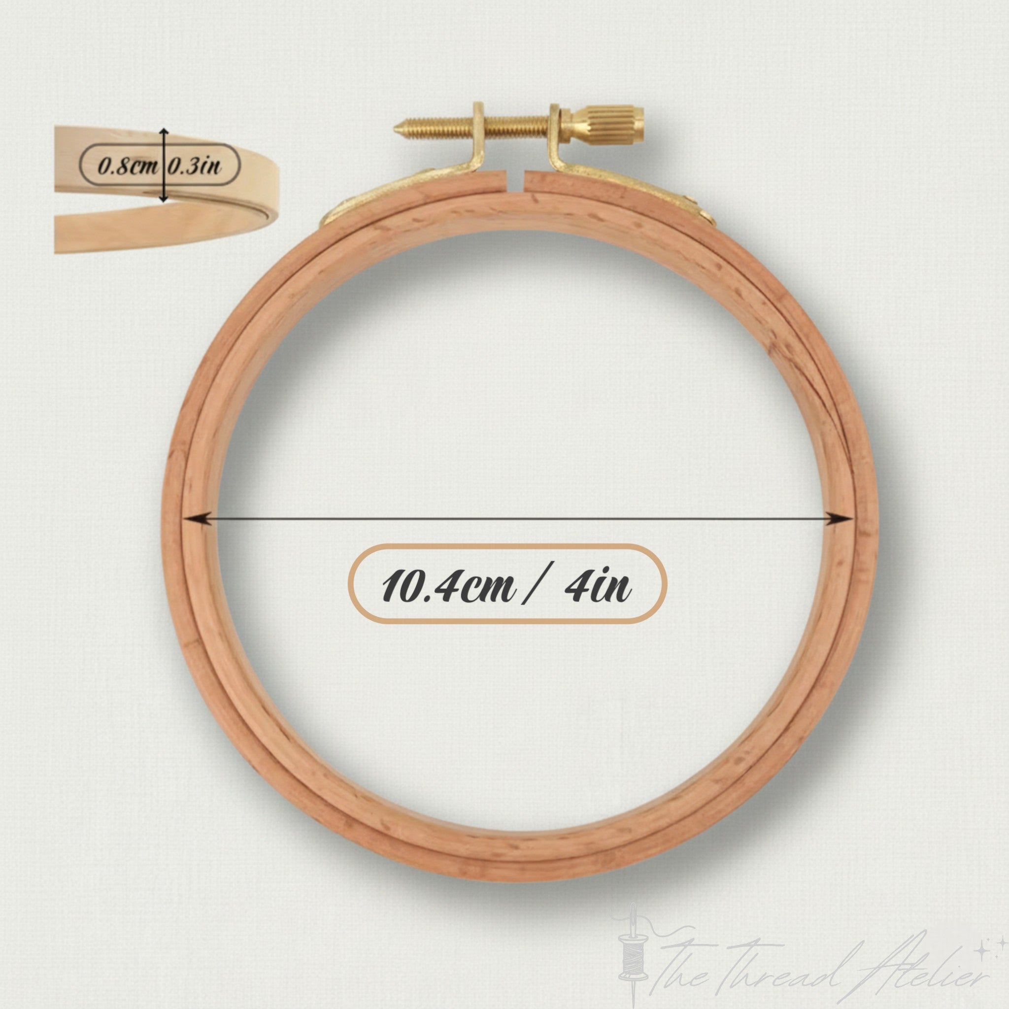 Beech wood embroidery hoop in the 4 inch size