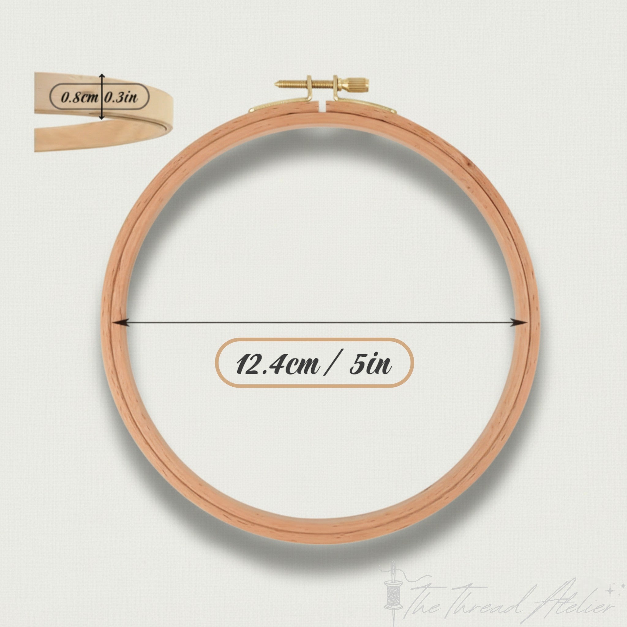 Beech wood embroidery hoop in the 5 inch size