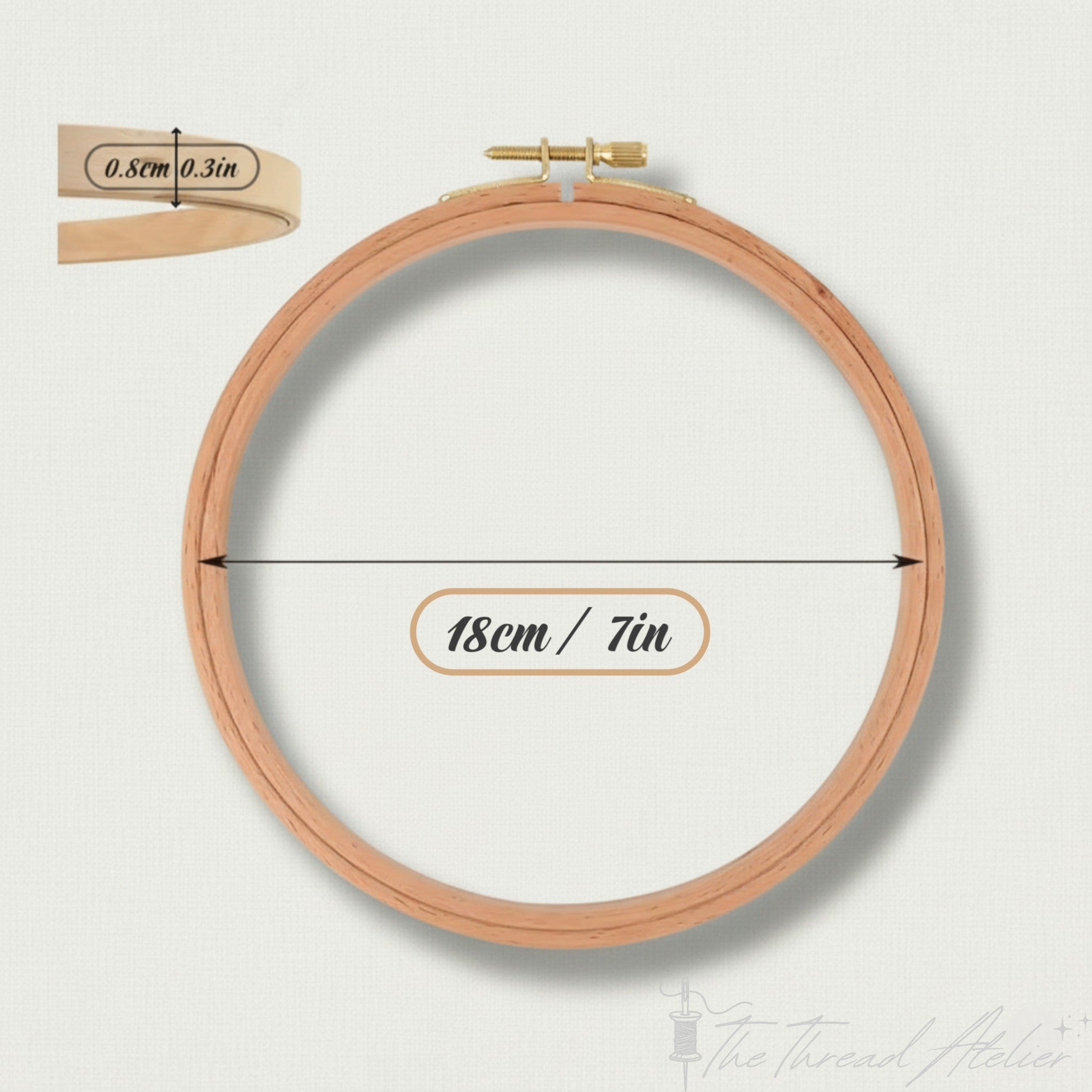 Beech wood embroidery hoop in the 7 inch size