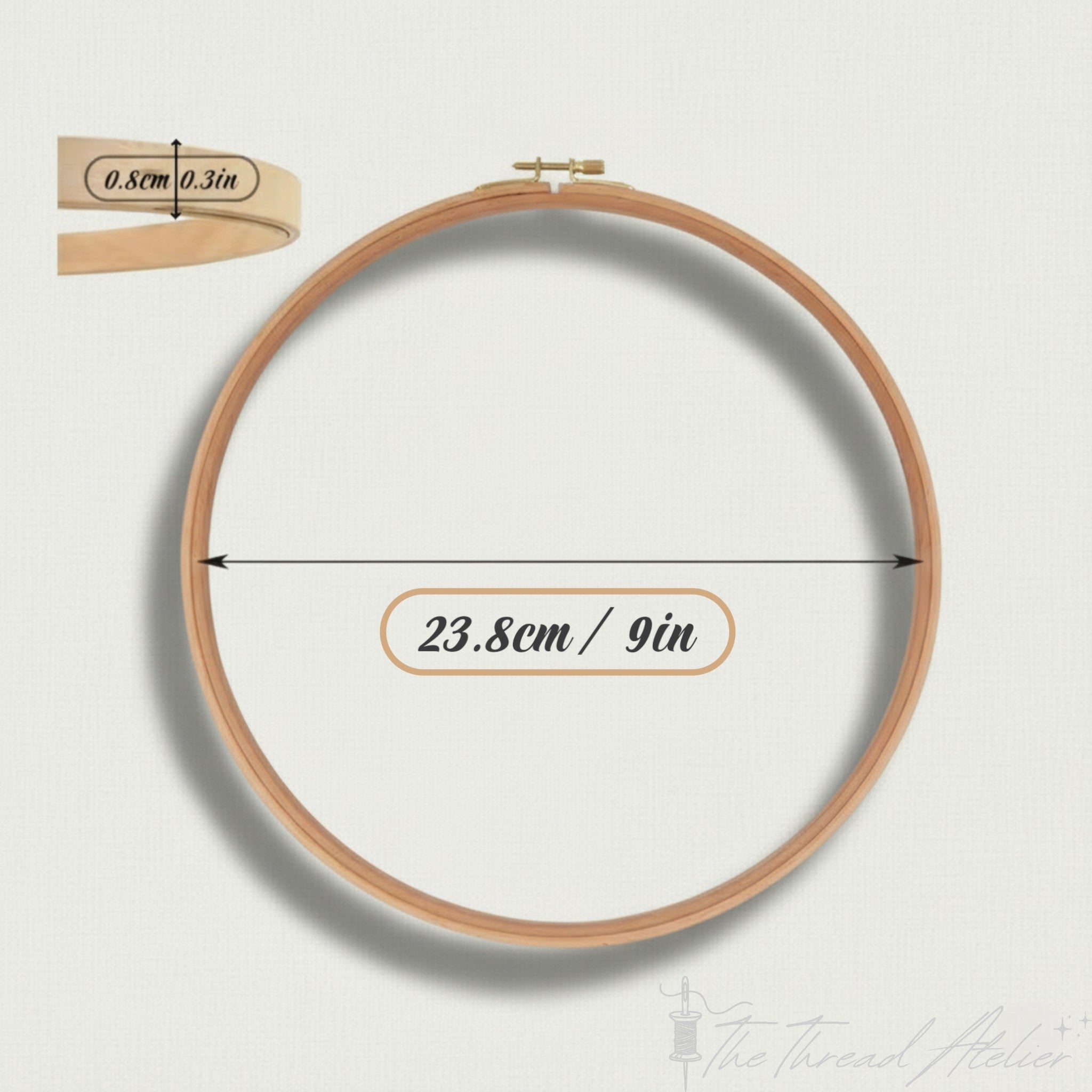 Beech wood embroidery hoop in the 9 inch size