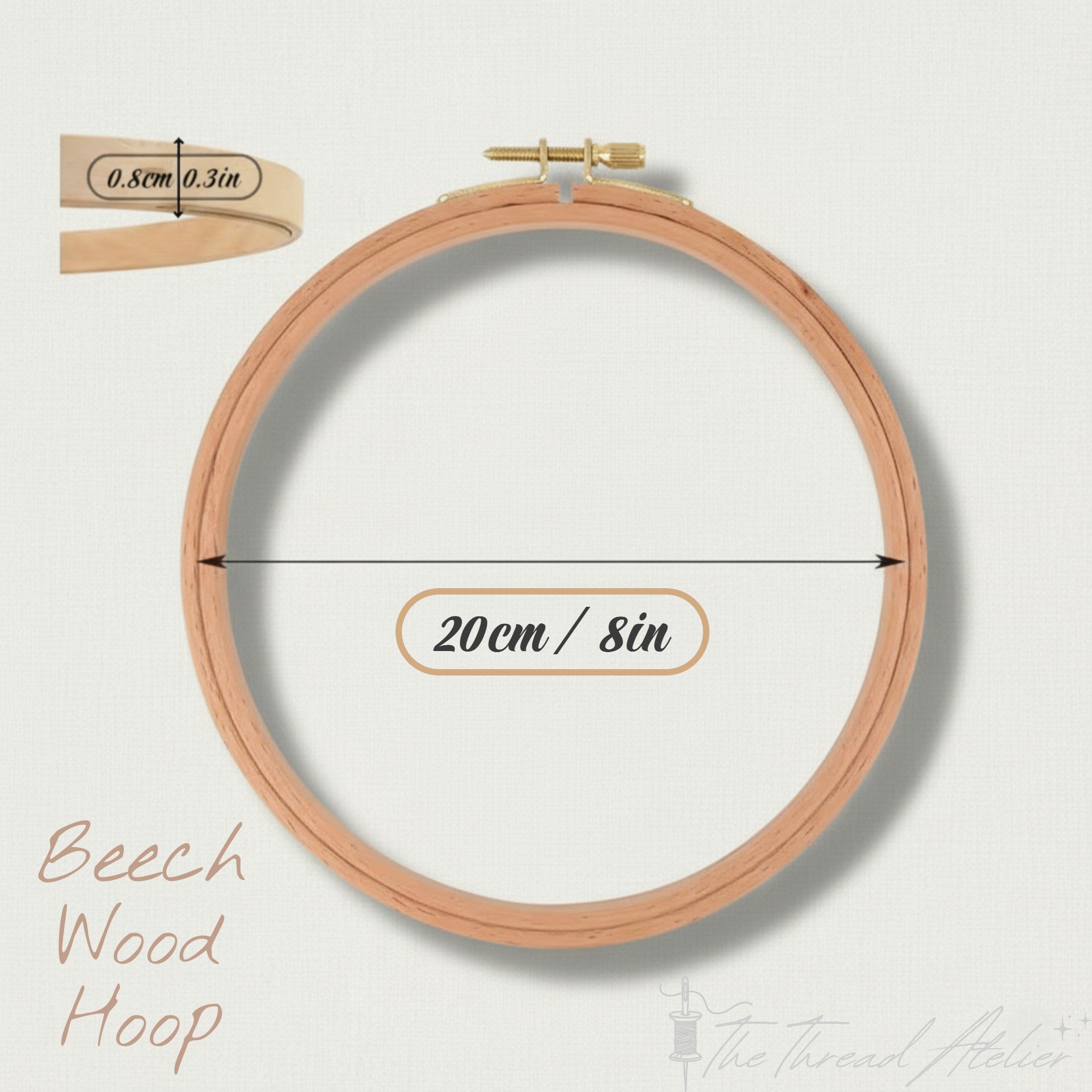 Beech wood hoop upgrade option available with the embroidery kits