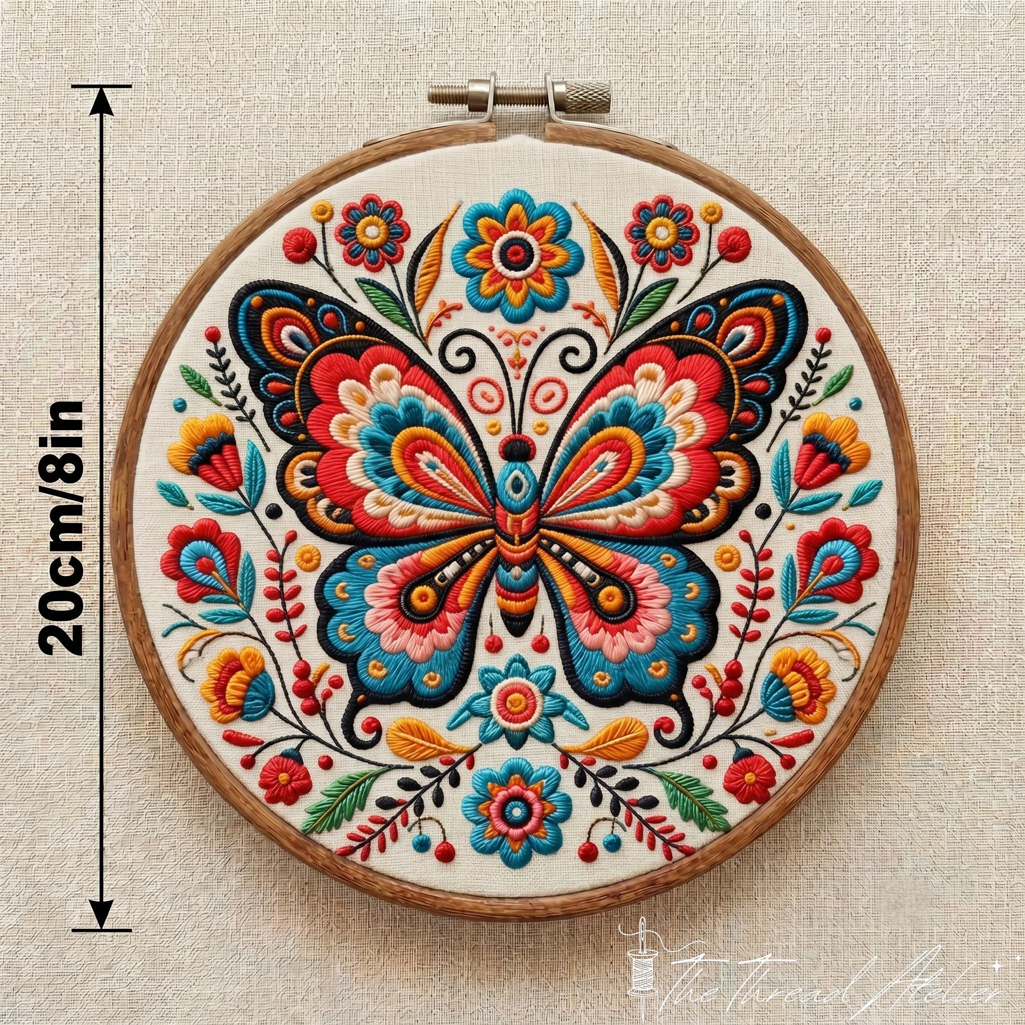 Beginner butterfly embroidery kit with pre-printed cotton fabric