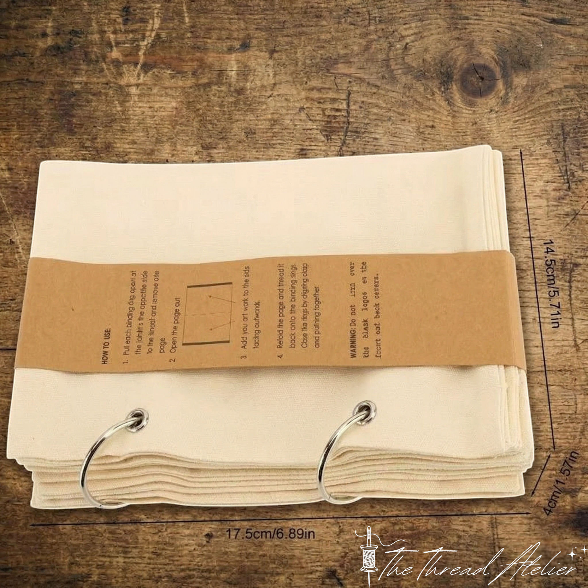 Linen practice book with its ring binding and removable pages