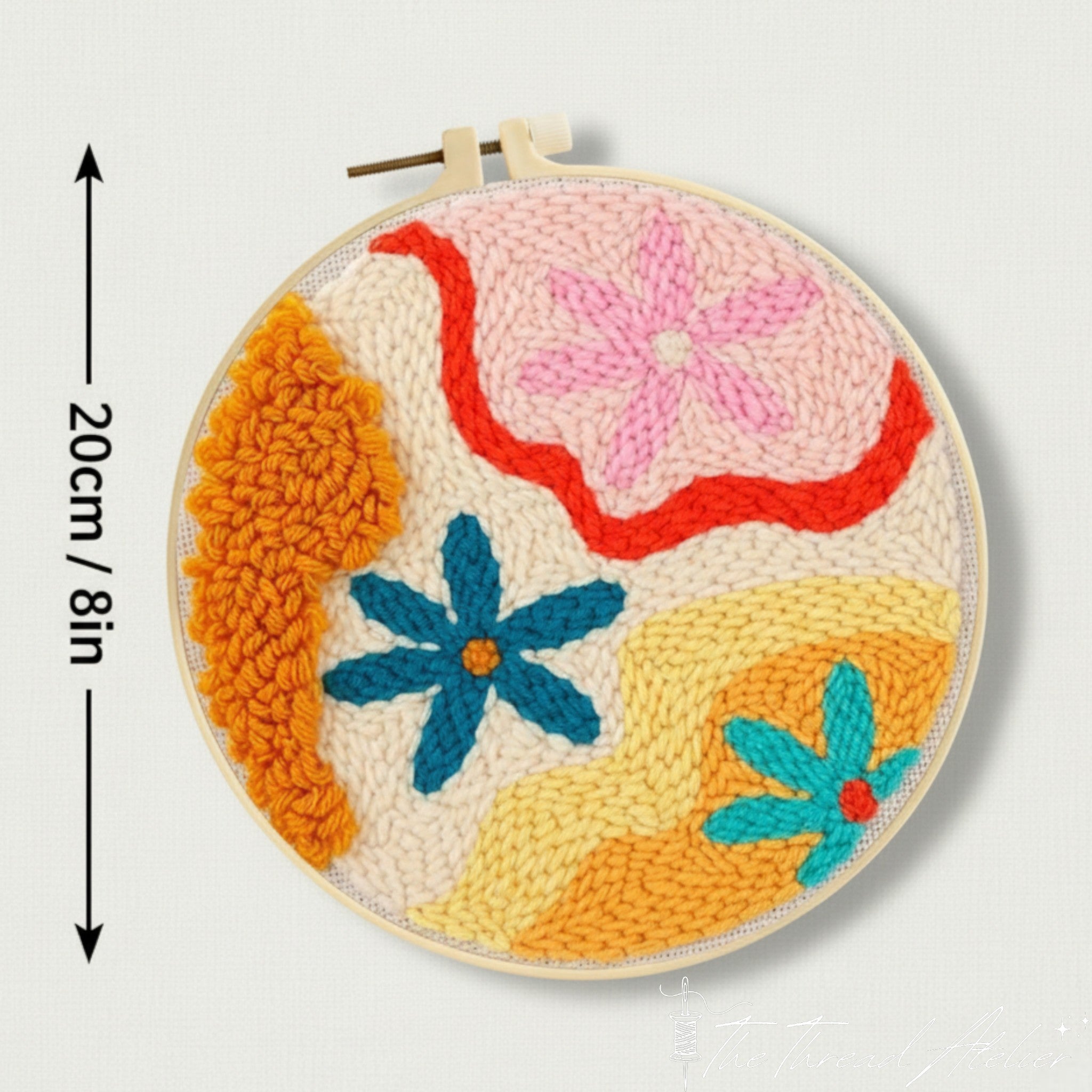 Beginner abstract punch needle kit with pre-printed fabric