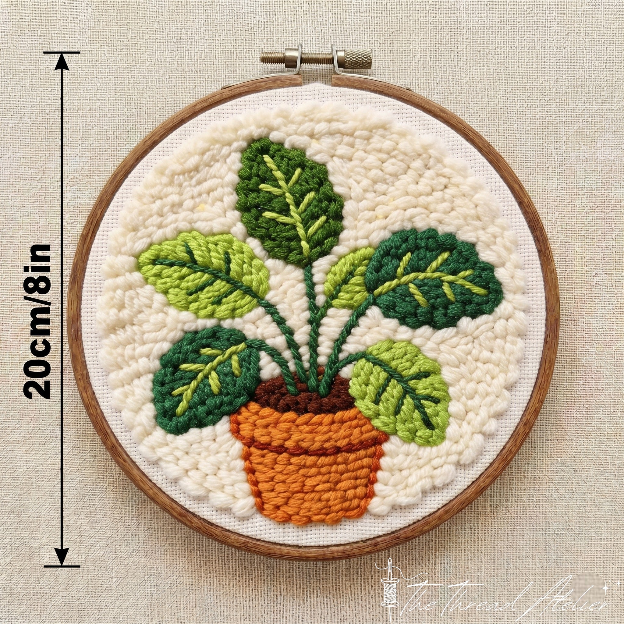 Beginner punch needle kit with pre-printed fabric and yarn