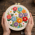 Wildflower garden punch needle kit with colorful boho hoop design
