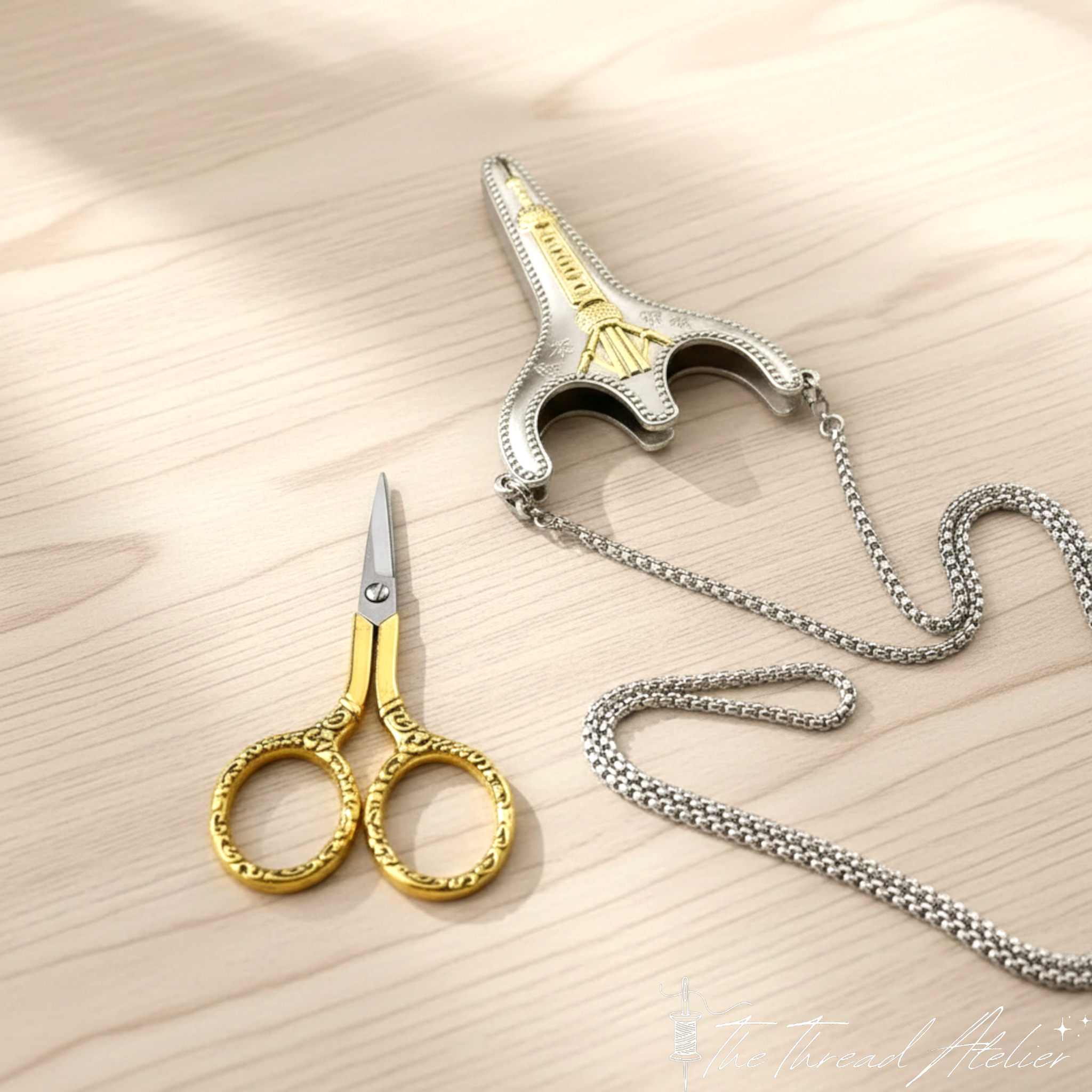 Detail of the engraved pattern on the scissor handles